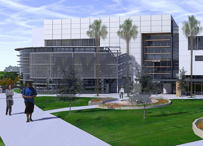 Exterior rendering of SAS building, southern elevation