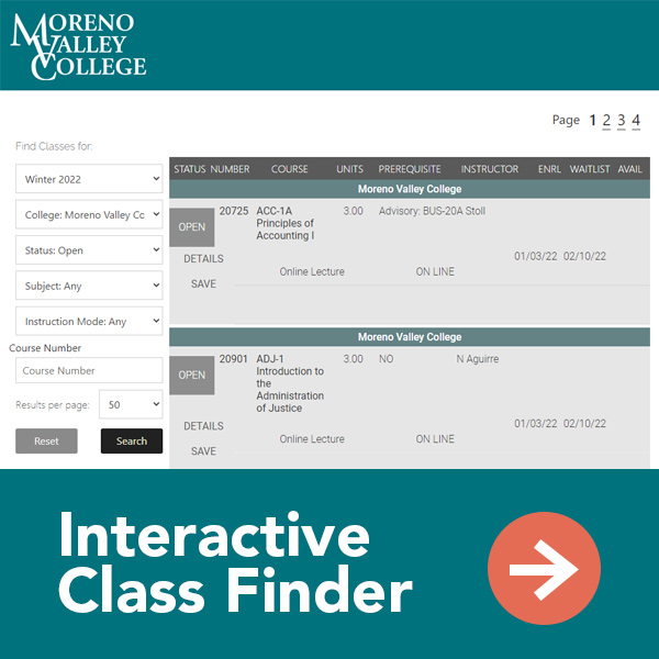 Use the class finder to find open courses
