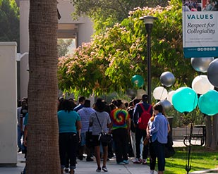 Landscape of campus during an event