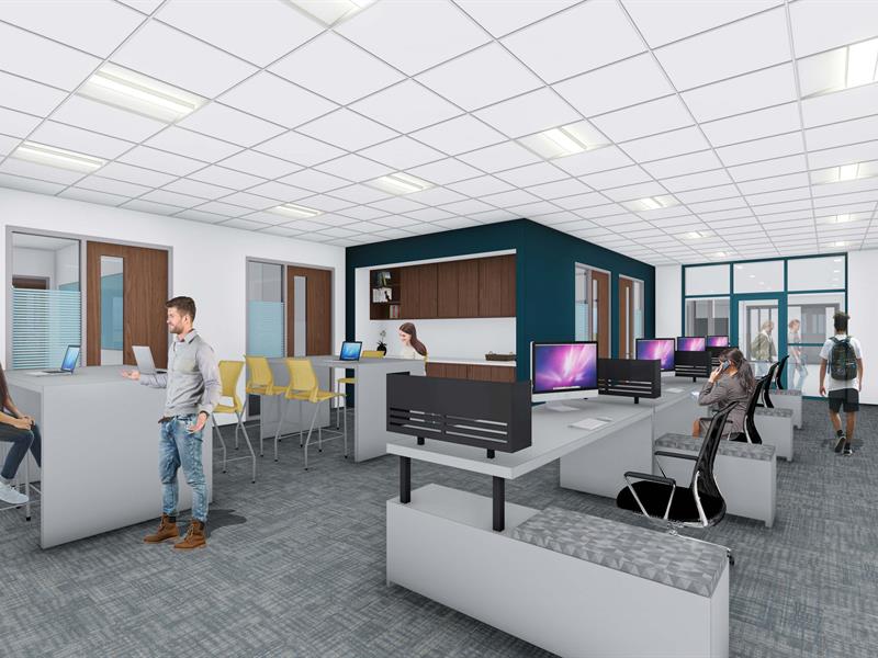 Student Services Building Renovation Render of Interior Office Spaces