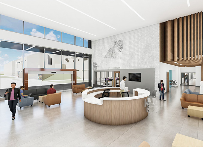 Interior render of Welcome Center Building