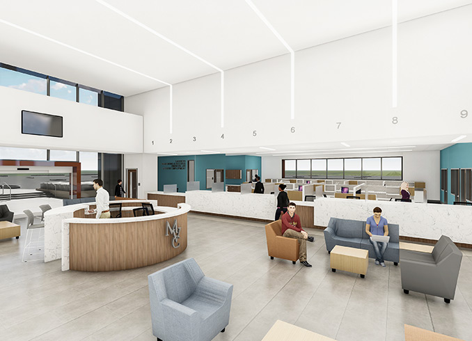 Interior render of Welcome Center Building