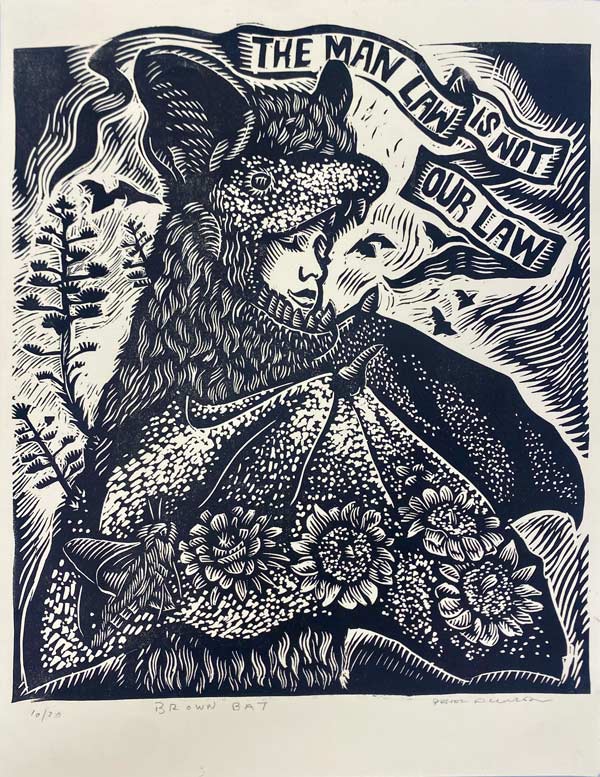 Brown Bat by Pavel Acevedo linotype artwork