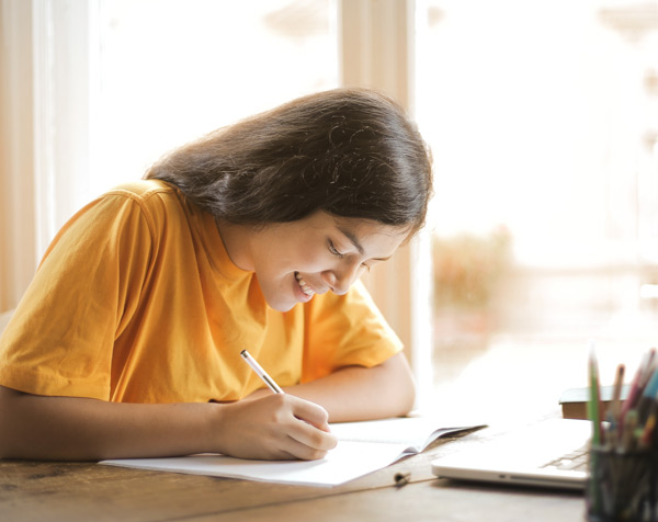 A student works on homework