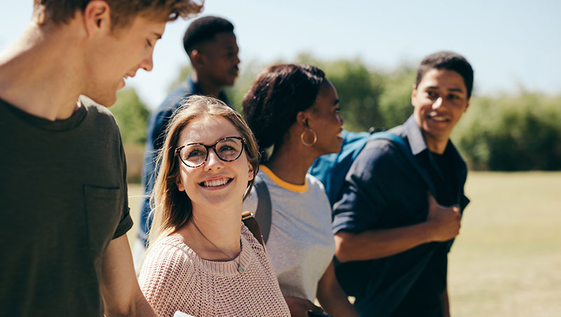 A group of students socialize