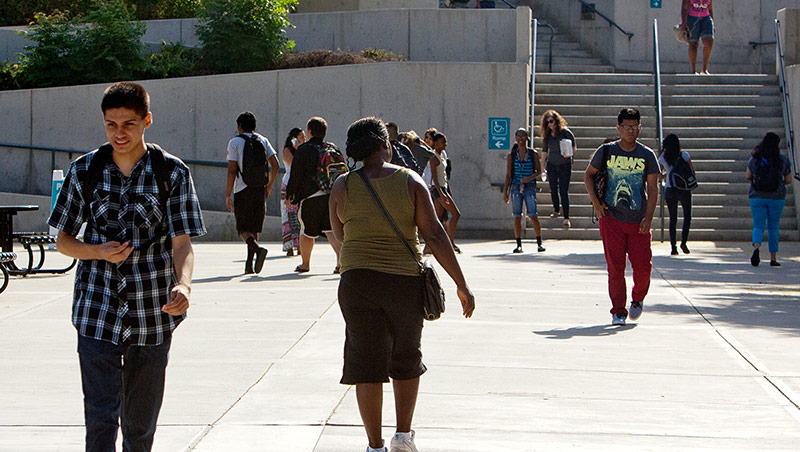 Students walking on campus