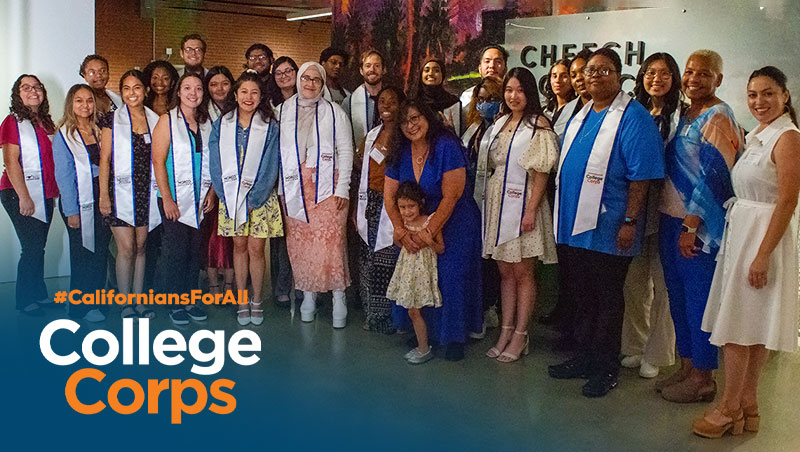 College Corps Fellows gather for a photo with support staff and dignitaries at the Cheech