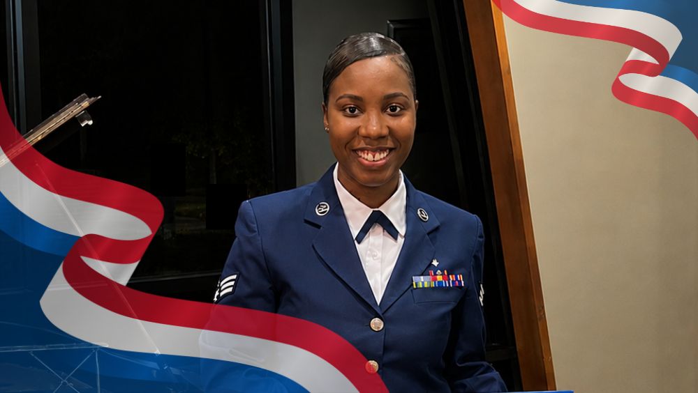 Portrait of Keambria Mass in dress blues