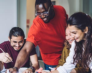 A group of students have a study session