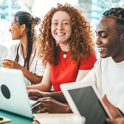 Group of students working on assignments