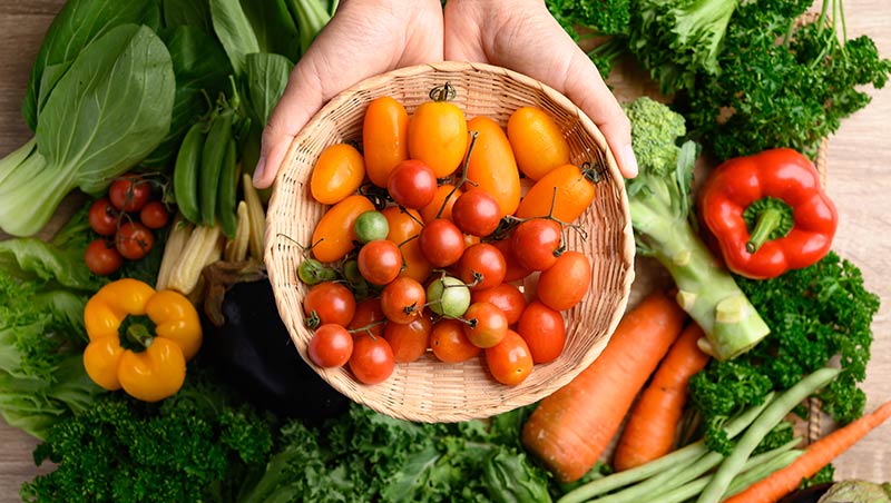 Top down view of fresh produce