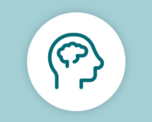 Human head with brain icon